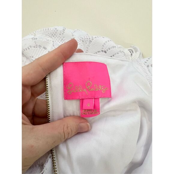 Lilly Pulitzer Zoella White Dress Bungalow Blossom Lace Dress 4 - Picture 4 of 6